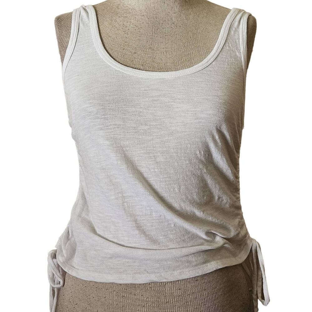 White Cotton Ruched Side Tank Top Size Large